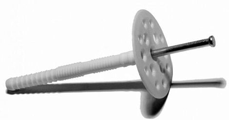 Дюбель для теплоизоляции "гриб", с металлическим стержнем 10х90